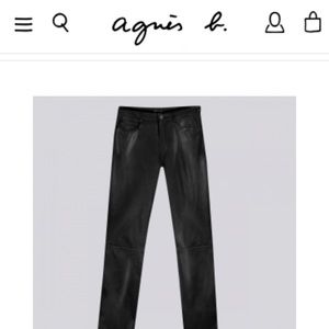 Agnes B Black Lambskin Leather Hina Jeans FR36/US4